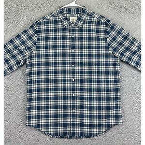 American Eagle Flannel Shirt Adult XL Blue White Plaid Button Up Classic Fit Men